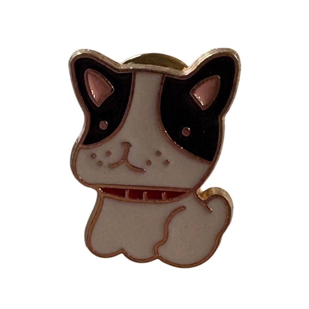 Cute Dog Pin Puppy Enamel Lapel Pin Animal Lover Kawaii Gift Black White Brooch‎